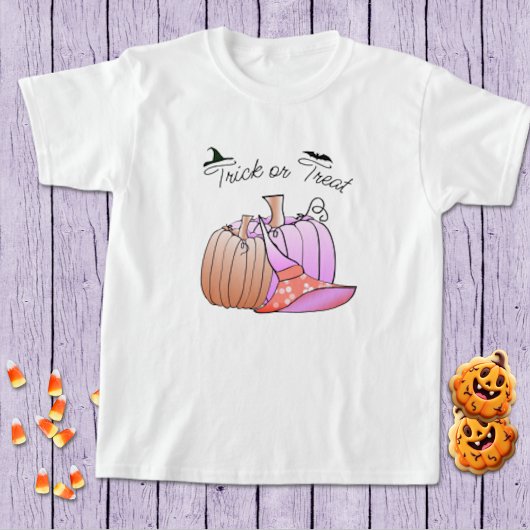 ピンクとピーチパンプキンハロウィーンTシャツ Tシャツ