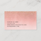 ピンクとフェイク金ゴールドグリッター | モダンGlam 名刺 (裏面)