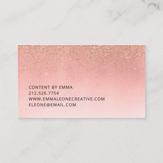 ピンクとフェイク金ゴールドグリッター | モダンGlam 名刺 (裏面)
