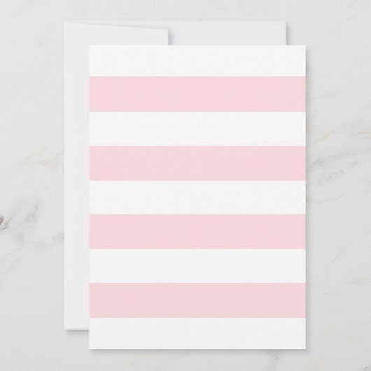 ピンクとフェイク金ゴールドストライプガールベビーシャワー 招待状 (裏面)