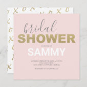 ピンクとフェイク金ゴールドブライダルシャワー (正面/裏面)