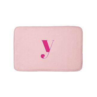 ピンクとフクシアのイニシャル入りパーソナライズバスログマット バスマット