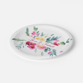 ピンクとフューシャの水彩花のカスタム結婚式 ペーパープレート (アングル)