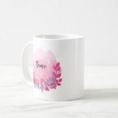 ピンクとフローラカスタマイズ可能マグカップ コーヒーマグカップ (正面左)