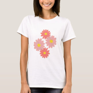 ピンクとブラウンが咲き誇る Tシャツ