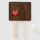 ピンクとブラウンのかわいらしハート ハンドファン (正面&裏面)