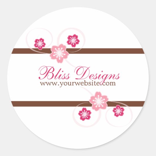 ピンクとブラウンのさくらんぼブロッサムプロモーションシール ラウンドシール (正面)