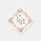 ピンクとブラウンのウェスタンスタイルのハッチャケパーティー スタンダードカクテルナプキン (角)