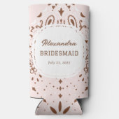 ピンクとブラウンのウェスタンスタイルのハッチャケパーティー スリム缶クーラー (裏面)