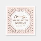 ピンクとブラウンのウェスタンスタイルのハッピーアワーパーティー スタンダードカクテルナプキン (正面)