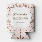 ピンクとブラウンのウェスタン・バチェロレッテ・パーティー 缶クーラー (裏面)