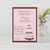 ピンクとブラウンのケーキ招待状 招待状 (スタンド正面)