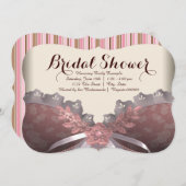 ピンクとブラウンのコルセットブライダルシャワー 招待状 (正面/裏面)