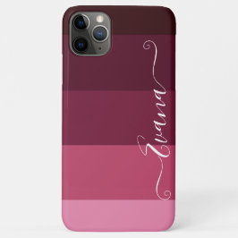 ピンクとブラウンのストライプColorBlockパーソナライズ名 iPhone 11 Pro Maxケース