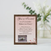 ピンクとブラウンのスワール化粧品フェミニン招待状 招待状 (スタンド正面)