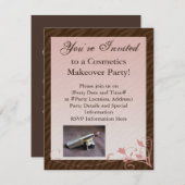 ピンクとブラウンのスワール化粧品フェミニン招待状 招待状 (正面/裏面)