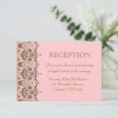 ピンクとブラウンのダマスク柄 結婚式 披露宴 招待状 (スタンド正面)