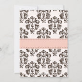 ピンクとブラウンのダマスク結婚式の招待状 招待状 (裏面)