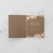 ピンクとブラウンのハイビスカス花の結婚式の写真にお礼 サンキューカード (内部)