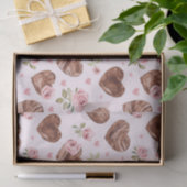 ピンクとブラウンのバラ 花のハート ブライダルシャワー 薄葉紙 (ギフト)