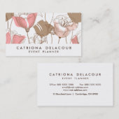 ピンクとブラウンのフローライラストレーション名刺 名刺 (正面/裏面)