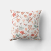 ピンクとブラウンのフローラハート装飾用クッション クッション (裏面)
