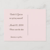 ピンクとブラウンのフローラ日付の写真ポストカードを保存 案内ポストカード (裏面)