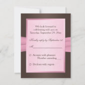 ピンクとブラウンのフローラ結合ハートRSVPカード 出欠カード (裏面)