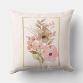 ピンクとブラウンのフローラ装飾用クッションと金ゴールドフレーム クッション (裏面)