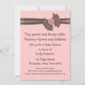 ピンクとブラウンのベビーシャワー招待状 招待状 (正面)