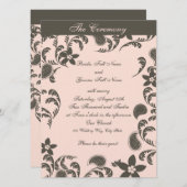 ピンクとブラウンのペイズリー 招待状 (正面/裏面)