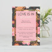 ピンクとブラウンのボヘミアンフラワーブライダルシャワー 招待状 (スタンド正面)