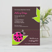 ピンクとブラウンのラディバグベビーシャワー招待状 招待状 (スタンド正面)