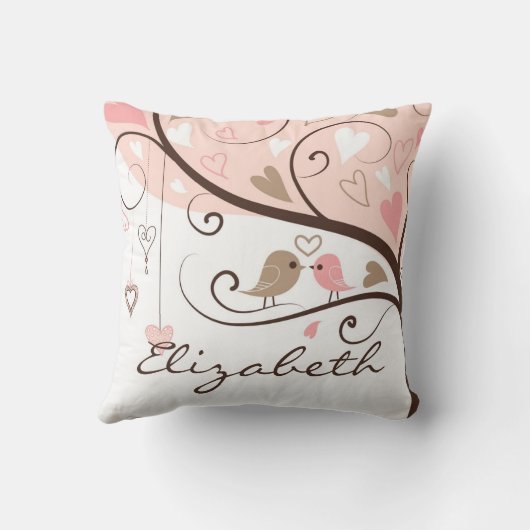 ピンクとブラウンのロブバパーソナライズされたス枕 クッション (裏面)