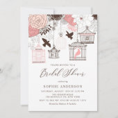 ピンクとブラウンのヴィンテージの出産ブライダルシャワー 招待状 (正面)