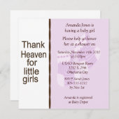 ピンクとブラウンの女の子のシャワー招待状 招待状 (正面/裏面)