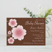 ピンクとブラウンの桜のベイビーシャワー 招待状 (スタンド正面)