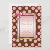 ピンクとブラウンの水玉模様招待状テンプレート 招待状 (正面)
