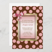 ピンクとブラウンの水玉模様招待状テンプレート 招待状 (正面/裏面)