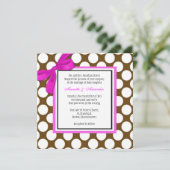 ピンクとブラウンの水玉模様結婚式招待状 招待状 (スタンド正面)