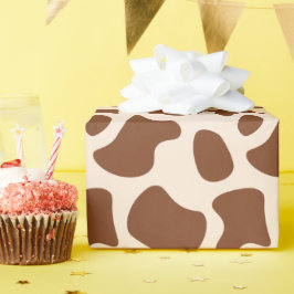 ピンクとブラウンの牛柄 ラッピングペーパー