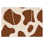 ピンクとブラウンの牛柄 ラージペーパーバッグ (裏面)