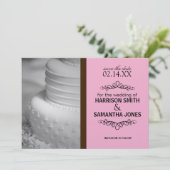 ピンクとブラウンの結婚式おめでとうございます - 結婚式予告のご案内 招待状 (スタンド正面)