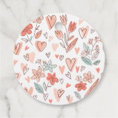 ピンクとブラウンの花のハート ありがとう フェイバータグ (裏面)