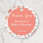 ピンクとブラウンの花のハート ありがとう フェイバータグ (正面)