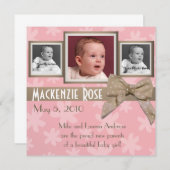 ピンクとブラウンの花の写真のお知らせ 案内状 (正面/裏面)