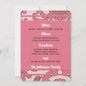 ピンクとブラウンの《キリスト教》洗礼式や命名式で写真と少女 招待状 (裏面)