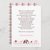 ピンクとブラウンゾウ、詩で感謝の意を表す サンキューカード (正面/裏面)