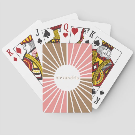 ピンクとブラウンパーソナライズされた トランプ (裏面)