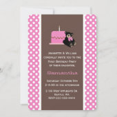 ピンクとブラウンベビー初の誕生日招待状 招待状 (正面)